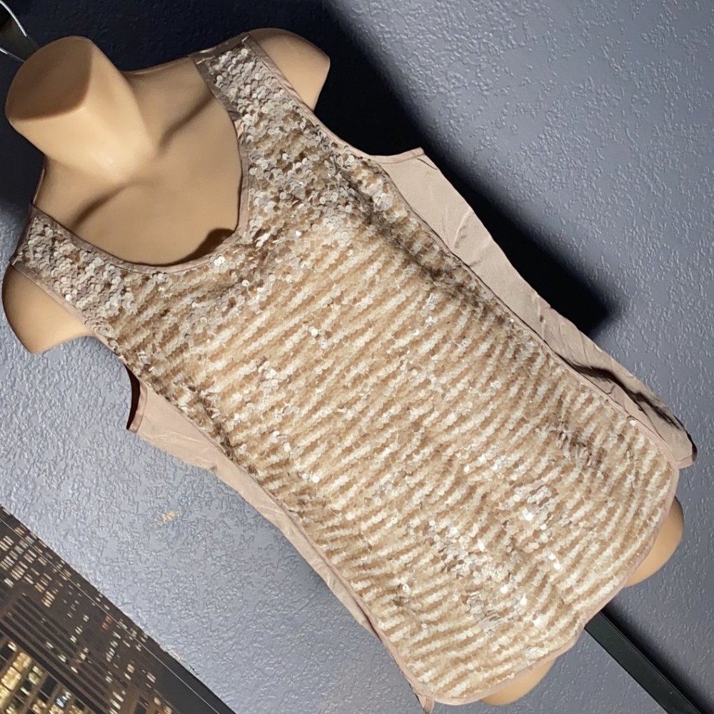 M - THE LIMITED - NWT - reversible sequin cream tank